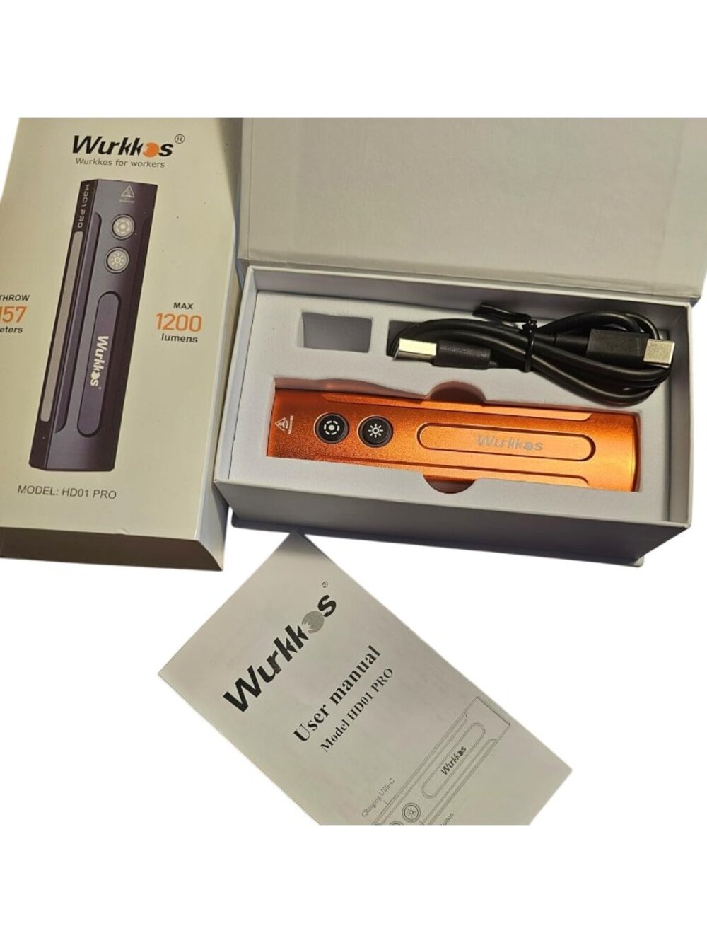 UV Flashlight LED Pocket 1200 Lumens Flat Flashlight RGB Rechargeable EDC Orange